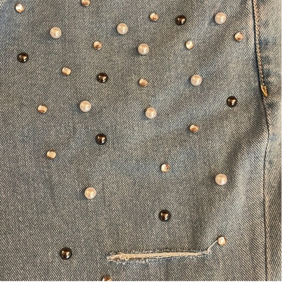 Womens INC jeans size 8/29 bling pearl blue jeans 8 / 29 straight midrise jeans - Picture 5 of 12